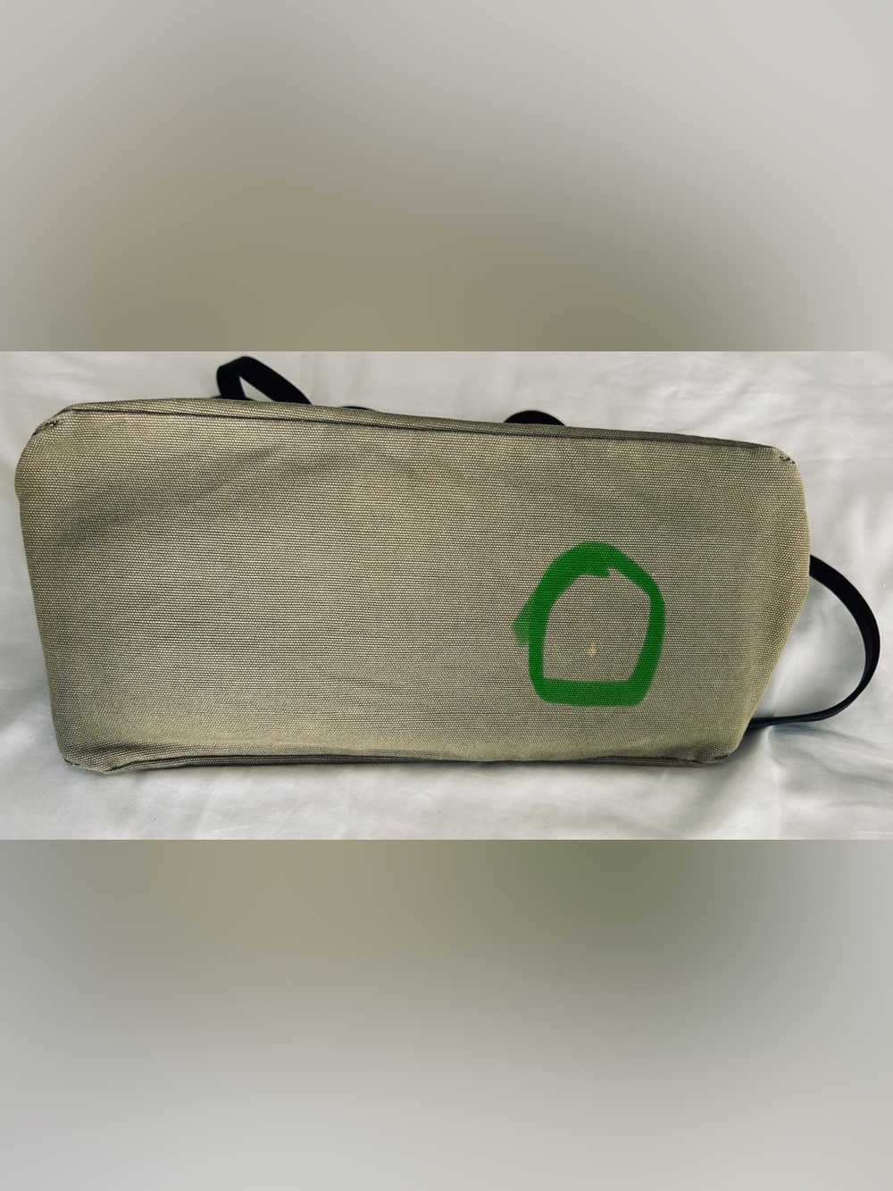 Banana Republic Army Green Canvas Tote with Black Faux Leather Straps - Picture 12 of 13